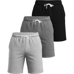 image:imageReal Essentials 3 Pack Mens Cotton 7 French Terry Lounge Sweat Shorts  Sleep Casual Shorts Pockets Big amp Tall AvailableSet 9