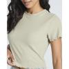 image:imageReal Essentials 4 PackWomens Lettuce Trim Ribbed Knit Short Sleeve Crop Tops Shirts Casual Summer Going Out TShirtsSet 1