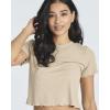 image:imageReal Essentials 4 PackWomens Lettuce Trim Ribbed Knit Short Sleeve Crop Tops Shirts Casual Summer Going Out TShirtsSet 2