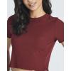 image:imageReal Essentials 4 PackWomens Lettuce Trim Ribbed Knit Short Sleeve Crop Tops Shirts Casual Summer Going Out TShirtsSet 2