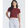image:imageReal Essentials 4 PackWomens Lettuce Trim Ribbed Knit Short Sleeve Crop Tops Shirts Casual Summer Going Out TShirtsSet 2