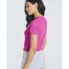 image:imageReal Essentials 4 PackWomens Lettuce Trim Ribbed Knit Short Sleeve Crop Tops Shirts Casual Summer Going Out TShirtsSet 3