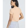 image:imageReal Essentials 4 PackWomens Lettuce Trim Ribbed Knit Short Sleeve Crop Tops Shirts Casual Summer Going Out TShirtsSet 4