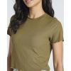 image:imageReal Essentials 4 PackWomens Lettuce Trim Ribbed Knit Short Sleeve Crop Tops Shirts Casual Summer Going Out TShirtsSet 4