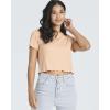 image:imageReal Essentials 4 PackWomens Lettuce Trim Ribbed Knit Short Sleeve Crop Tops Shirts Casual Summer Going Out TShirtsSet 4