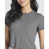 image:imageReal Essentials 4 PackWomens Lettuce Trim Ribbed Knit Short Sleeve Crop Tops Shirts Casual Summer Going Out TShirtsSet 5