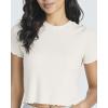 image:imageReal Essentials 4 PackWomens Lettuce Trim Ribbed Knit Short Sleeve Crop Tops Shirts Casual Summer Going Out TShirtsSet 7
