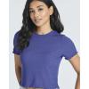 image:imageReal Essentials 4 PackWomens Lettuce Trim Ribbed Knit Short Sleeve Crop Tops Shirts Casual Summer Going Out TShirtsSet 7