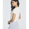 image:imageReal Essentials 4 PackWomens Lettuce Trim Ribbed Knit Short Sleeve Crop Tops Shirts Casual Summer Going Out TShirtsSet 7