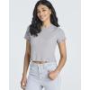 image:imageReal Essentials 4 PackWomens Lettuce Trim Ribbed Knit Short Sleeve Crop Tops Shirts Casual Summer Going Out TShirtsSet 8