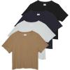 image:imageReal Essentials 4 PackWomens Lettuce Trim Ribbed Knit Short Sleeve Crop Tops Shirts Casual Summer Going Out TShirtsSet 6