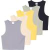 image:imageReal Essentials 5 Pack Womens Ribbed Crop Tank Tops Sleeveless Racerback Workout Yoga Athletic amp Casual ShirtsSet 2