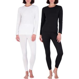image:imageReal Essentials 4 Piece Womens Thermal Underwear Set  Thermal Underwear for Women Fleece Lined Top amp Bottom Long JohnsSet 3