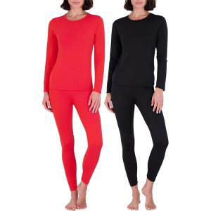 image:imageReal Essentials 4 Piece Womens Thermal Underwear Set  Thermal Underwear for Women Fleece Lined Top amp Bottom Long JohnsSet 6