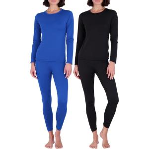 image:imageReal Essentials 4 Piece Womens Thermal Underwear Set  Thermal Underwear for Women Fleece Lined Top amp Bottom Long JohnsSet 7