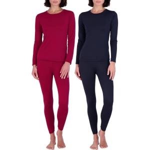 image:imageReal Essentials 4 Piece Womens Thermal Underwear Set  Thermal Underwear for Women Fleece Lined Top amp Bottom Long JohnsSet 8