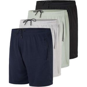 image:image4Pack Mens Mesh Running Shorts with Zipper Pockets by Real Essentials5inch  Set 6