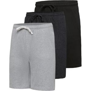 image:imageReal Essentials 3 Pack Mens 9 Cotton Fleece Sweat Short  Casual Gym Lounge amp Sleep Shorts with PocketsSet 9