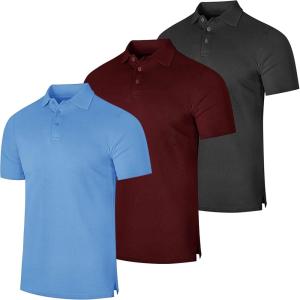 image:imageReal Essentials 3 Pack Mens Cotton Short Sleeve Polo  Collared Pique Golf Shirt Casual Performance Big amp Tall AvailableSet D