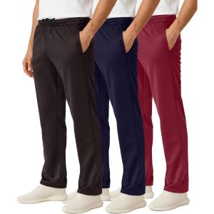 image:imageReal Essentials 3 Pack Mens Mesh Open Bottom Sweatpants Gym Active Athletic Workout Casual Pants with Pockets Big amp TallSet 1