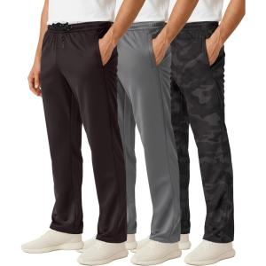 image:imageReal Essentials 3 Pack Mens Mesh Open Bottom Sweatpants Gym Active Athletic Workout Casual Pants with Pockets Big amp TallSet 2