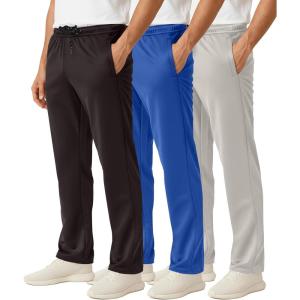 image:imageReal Essentials 3 Pack Mens Mesh Open Bottom Sweatpants Gym Active Athletic Workout Casual Pants with Pockets Big amp TallSet 4