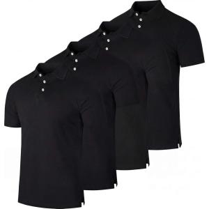 image:imageReal Essentials 4 Pack Mens Cotton Short Sleeve Polo  Collared Pique Golf Shirt Casual Performance Big amp Tall AvailableSet 13