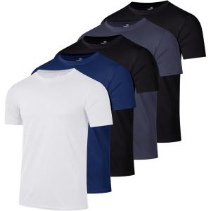 image:imageReal Essentials 5 Pack Boys Dry Fit Short Sleeve TShirt  Athletic Baseball Soccer Tee Tops for Kids Youth amp TeensSet C