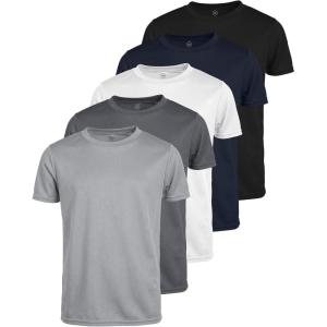 image:imageReal Essentials 5 Pack Boys Mesh Short Sleeve Athletic TShirt  Youth Kids Teens Active Basketball Tops 418 YearsSet N