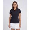 image:imageReal Essentials 3 Pack Womens Dry Fit Polo Shirts Quarter Zip Short Sleeve Athletic Golf Tennis Workout Gym Collared TopsSolid Black  Solid Black  Solid Black