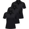 image:imageReal Essentials 3 Pack Womens Polo Shirts Short Sleeve V Neck Dry Fit Golf Athletic Workout Gym Office Collared TopsSolid Black  Solid Black  Solid Black