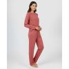 image:imageReal Essentials 2 Pack Womens Long Sleeve Pajama Sets  Soft Comfy 2 Piece PJ Set Matching Ladies Sleepwear Plus SizeSet B Blue  Burgundy