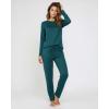 image:imageReal Essentials 2 Pack Womens Long Sleeve Pajama Sets  Soft Comfy 2 Piece PJ Set Matching Ladies Sleepwear Plus SizeSet F Green  Pink