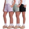 image:imageReal Essentials 3 Pack Girls Fleece Lounge Shorts Sweat Athletic Casual Cotton Soft Comfy with Pockets Cozy LoungewearSolid Black  Solid Iceberg Green  Solid Orchid Petal