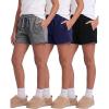image:imageReal Essentials 3 Pack Girls Fleece Lounge Shorts Sweat Athletic Casual Cotton Soft Comfy with Pockets Cozy LoungewearSolid Black  Solid Navy Blazer  Charcoal Heather