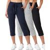 image:imageReal Essentials 3 Pack Womens Capri Open Bottom Sweatpants  Casual Lounge Athletic Workout Yoga Pants with Pockets PlusSet 10