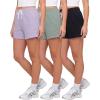 image:imageReal Essentials 3 Pack Womens Fleece Lounge Shorts Athletic Workout Gym Sweat Sleep Casual Cotton Comfy with PocketsSolid Black  Solid Iceberg Green  Solid Orchid Petal