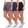 image:imageReal Essentials 3 Pack Womens Fleece Lounge Shorts Athletic Workout Gym Sweat Sleep Casual Cotton Comfy with PocketsSolid Black  Solid Navy Blazer  Charcoal Heather