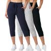 image:imageReal Essentials 3Pack Womens Ultra Soft Lounge Capri Joggers Sweatpants Athletic Yoga with PocketsAvailable in Plus SizeSet 10