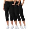 image:imageReal Essentials 3Pack Womens Ultra Soft Lounge Capri Joggers Sweatpants Athletic Yoga with PocketsAvailable in Plus SizeSet 9
