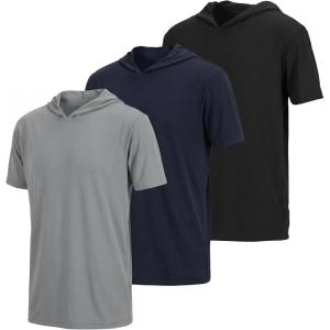 image:imageReal Essentials 3 Pack Boys DryFit Youth Teen Active Athletic Short Sleeve Workout Hoodie  Hooded Pullover ShirtsSet 10