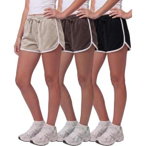 image:imageReal Essentials 3 Pack Girls Fleece Dolphin Shorts Athletic Running Soccer Basketball Sleep Lounge Casual Cotton CozySolid Black  Solid Chocolate Torte  Solid Moonbeam