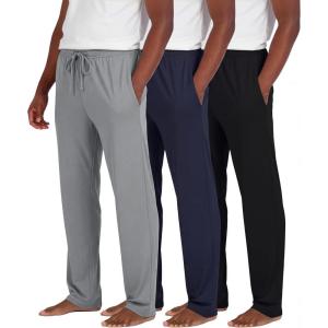 image:imageReal Essentials 3 Pack Mens Pajama Pants Soft PJ Lounge Bottoms Loungewear Pijamas Elastic Waist Pockets Big and TallSet 10