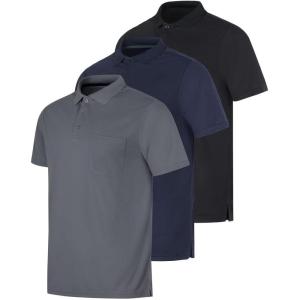 image:imageReal Essentials 3 Pack Mens Short Sleeve DryFit Collared Polo Shirt with Pocket  Active Casual Available Big amp TallSet 11