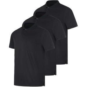 image:imageReal Essentials 3 Pack Mens Short Sleeve DryFit Collared Polo Shirt with Pocket  Active Casual Available Big amp TallSet 12