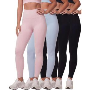image:imageReal Essentials 3 Pack Womens Workout Athletic Leggings Yoga Pants Tummy Control High Waisted Running Gym Pilates SoftSolid Black  Solid Black  Solid Ballad Blue  Solid Pale Lilac