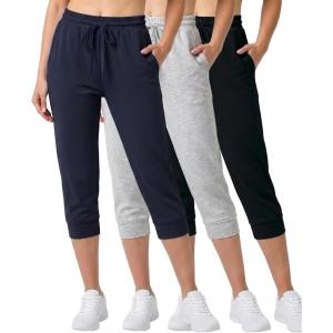 image:imageReal Essentials 3Pack Womens Ultra Soft Lounge Capri Joggers Sweatpants Athletic Yoga with PocketsAvailable in Plus SizeSet 10