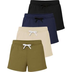 image:imageReal Essentials 4 Pack Girls Fleece Shorts  Ultra Soft Pull On Lounge amp Sport Shorts for School Play amp Everyday Comfort1