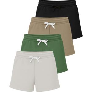 image:imageReal Essentials 4 Pack Girls Fleece Shorts  Ultra Soft Pull On Lounge amp Sport Shorts for School Play amp Everyday Comfort7
