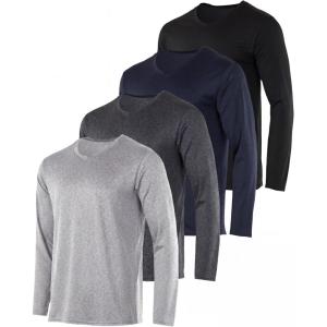 image:imageReal Essentials 4 Pack Mens Dry Fit Long Sleeve VNeck Active TShirt  Athletic Outdoor UPF 50 Available in Big amp TallSet 16